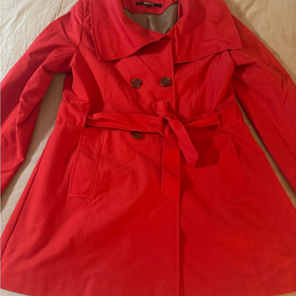 DKNY Women's Red Pea Coat